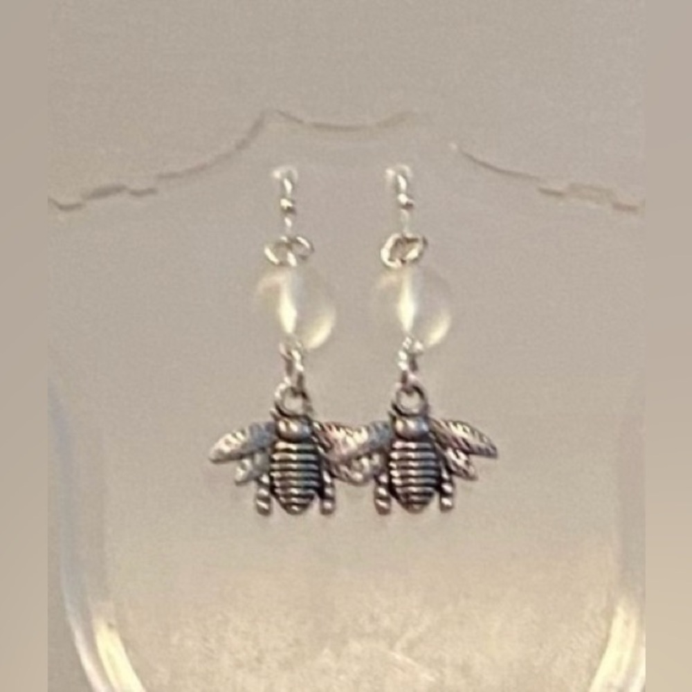 NEW Opalite Bee charm earrings